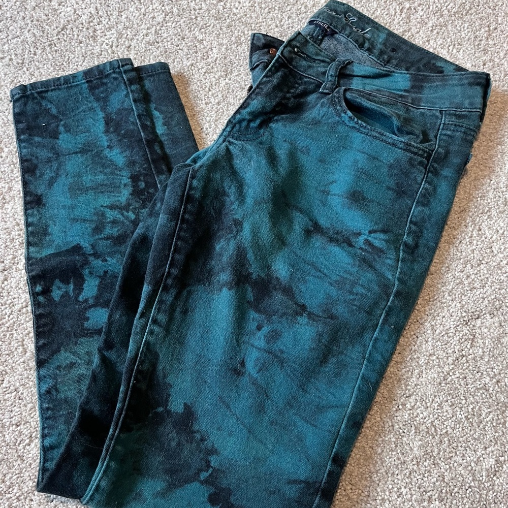 American Eagle teal tie-dye size 6 jegging